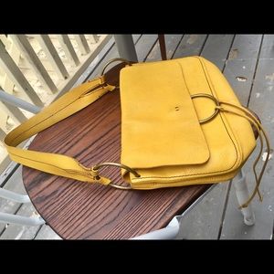 Min Miu Yellow Leather Shoulder Handbag